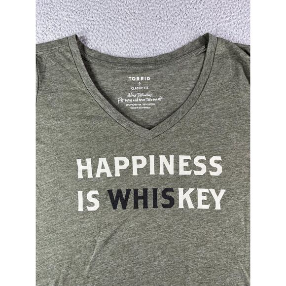 Torrid Shirt Womens Size 0 Large Green Plus Size Classic Fit Graphic Tee V Neck - Picture 2 of 10